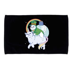 St Patricks Unicorn Cat Wearing Leprechaun Cat Cute Funny Gift Microfiber Hand Towel