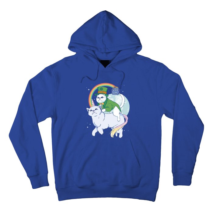 St Patricks Unicorn Cat Wearing Leprechaun Cat Cute Funny Gift Hoodie