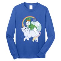 St Patricks Unicorn Cat Wearing Leprechaun Cat Cute Funny Gift Long Sleeve Shirt