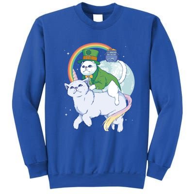 St Patricks Unicorn Cat Wearing Leprechaun Cat Cute Funny Gift Sweatshirt