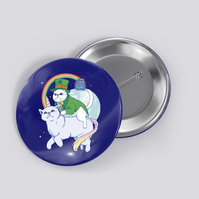 St Patricks Unicorn Cat Wearing Leprechaun Cat Cute Funny Gift Button