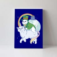 St Patricks Unicorn Cat Wearing Leprechaun Cat Cute Funny Gift Canvas