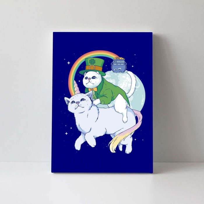 St Patricks Unicorn Cat Wearing Leprechaun Cat Cute Funny Gift Canvas