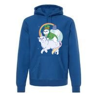 St Patricks Unicorn Cat Wearing Leprechaun Cat Cute Funny Gift Premium Hoodie