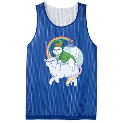 St Patricks Unicorn Cat Wearing Leprechaun Cat Cute Funny Gift Mesh Reversible Basketball Jersey Tank