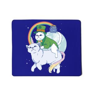 St Patricks Unicorn Cat Wearing Leprechaun Cat Cute Funny Gift Mousepad