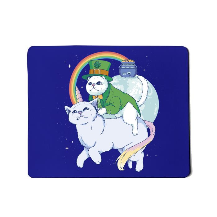 St Patricks Unicorn Cat Wearing Leprechaun Cat Cute Funny Gift Mousepad