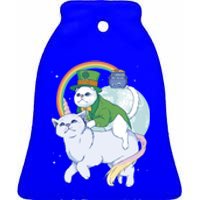 St Patricks Unicorn Cat Wearing Leprechaun Cat Cute Funny Gift Ceramic Bell Ornament