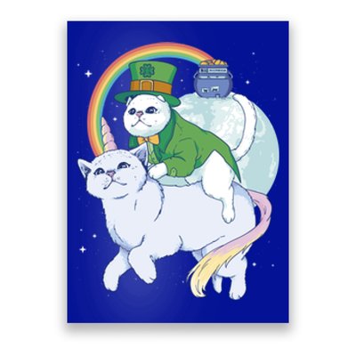 St Patricks Unicorn Cat Wearing Leprechaun Cat Cute Funny Gift Poster