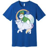 St Patricks Unicorn Cat Wearing Leprechaun Cat Cute Funny Gift Premium T-Shirt