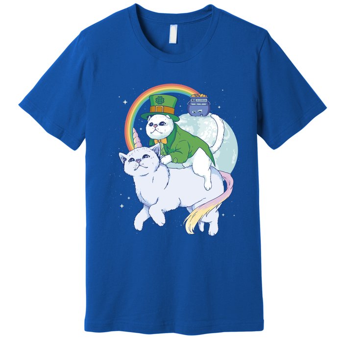 St Patricks Unicorn Cat Wearing Leprechaun Cat Cute Funny Gift Premium T-Shirt