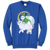 St Patricks Unicorn Cat Wearing Leprechaun Cat Cute Funny Gift Tall Sweatshirt