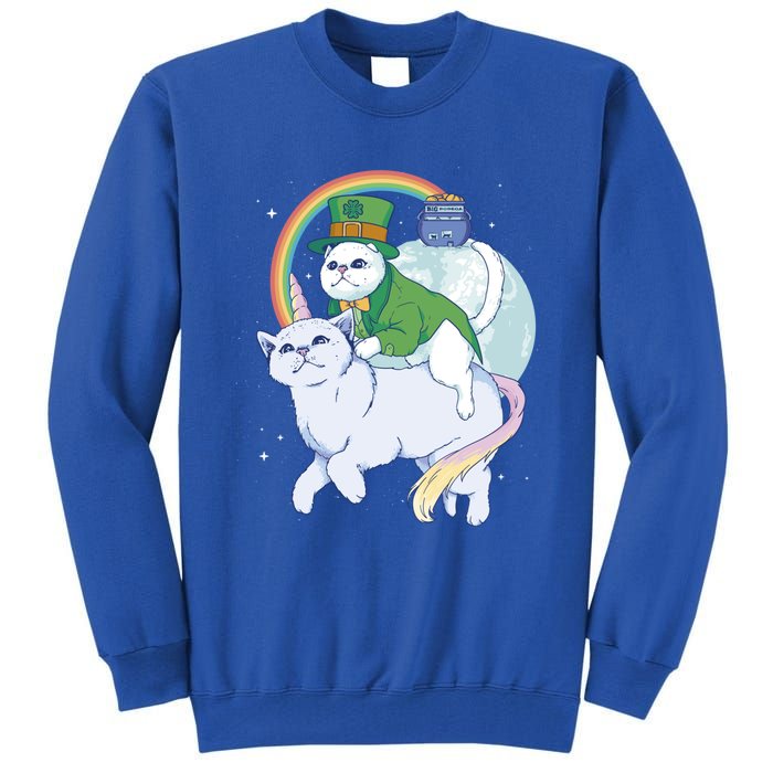 St Patricks Unicorn Cat Wearing Leprechaun Cat Cute Funny Gift Tall Sweatshirt