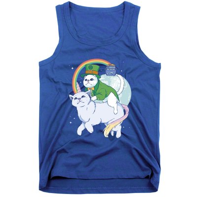 St Patricks Unicorn Cat Wearing Leprechaun Cat Cute Funny Gift Tank Top