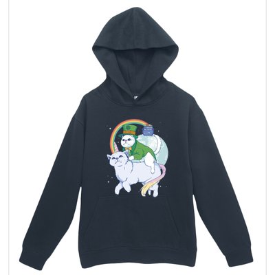 St Patricks Unicorn Cat Wearing Leprechaun Cat Cute Funny Gift Urban Pullover Hoodie