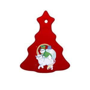 St Patricks Unicorn Cat Wearing Leprechaun Cat Cute Funny Gift Ceramic Tree Ornament