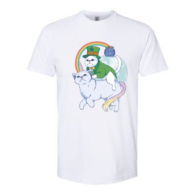 St Patricks Unicorn Cat Wearing Leprechaun Cat Cute Funny Gift Softstyle CVC T-Shirt