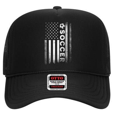 Soccer Player USA US American Flag Girls Boys High Crown Mesh Back Trucker Hat