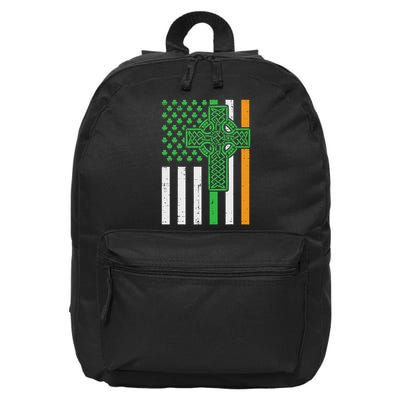 St Patricks Us Irish Flag Cross Saint Pattys Women 16 in Basic Backpack