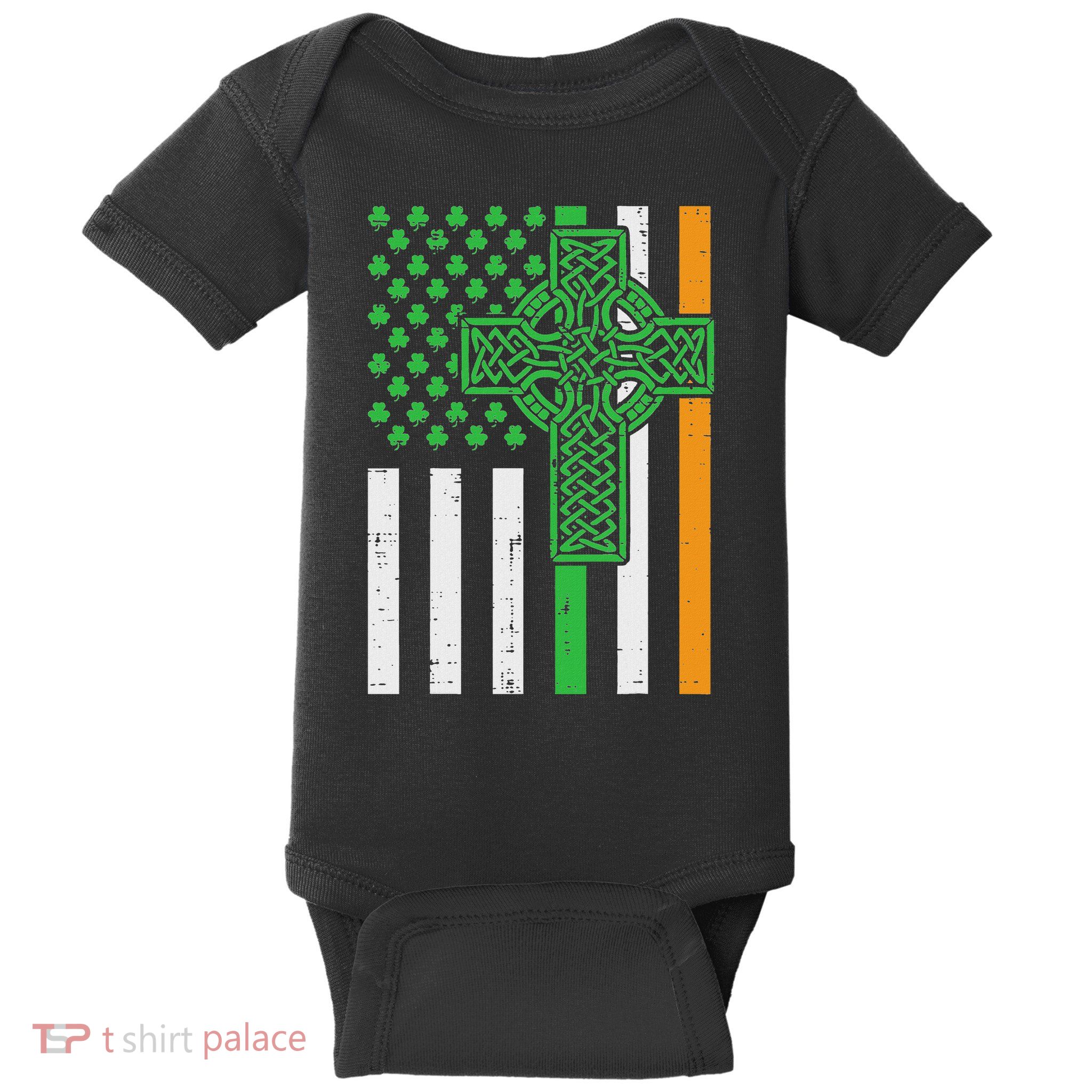 St Patricks Us Irish Flag Cross Saint Pattys Women Baby Bodysuit