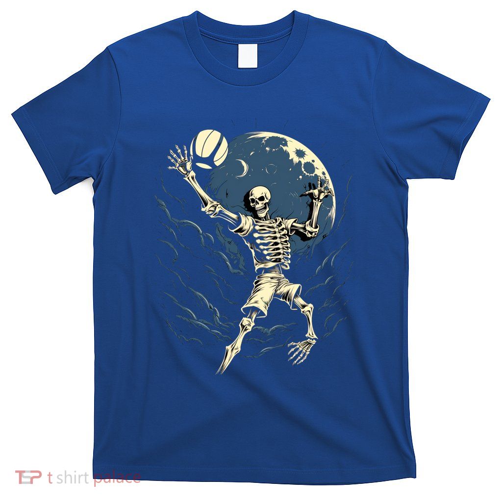 Skeleton Playing Volleyball Halloween Volleyball Player Gift T-Shirt
