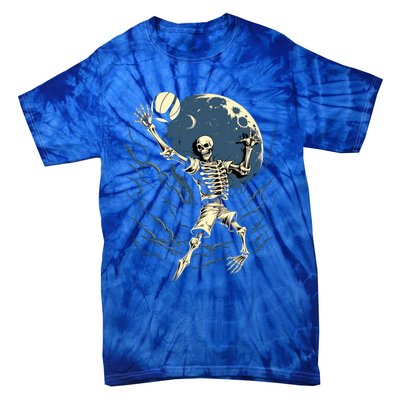 Skeleton Playing Volleyball Halloween Volleyball Player Gift Tie-Dye T-Shirt