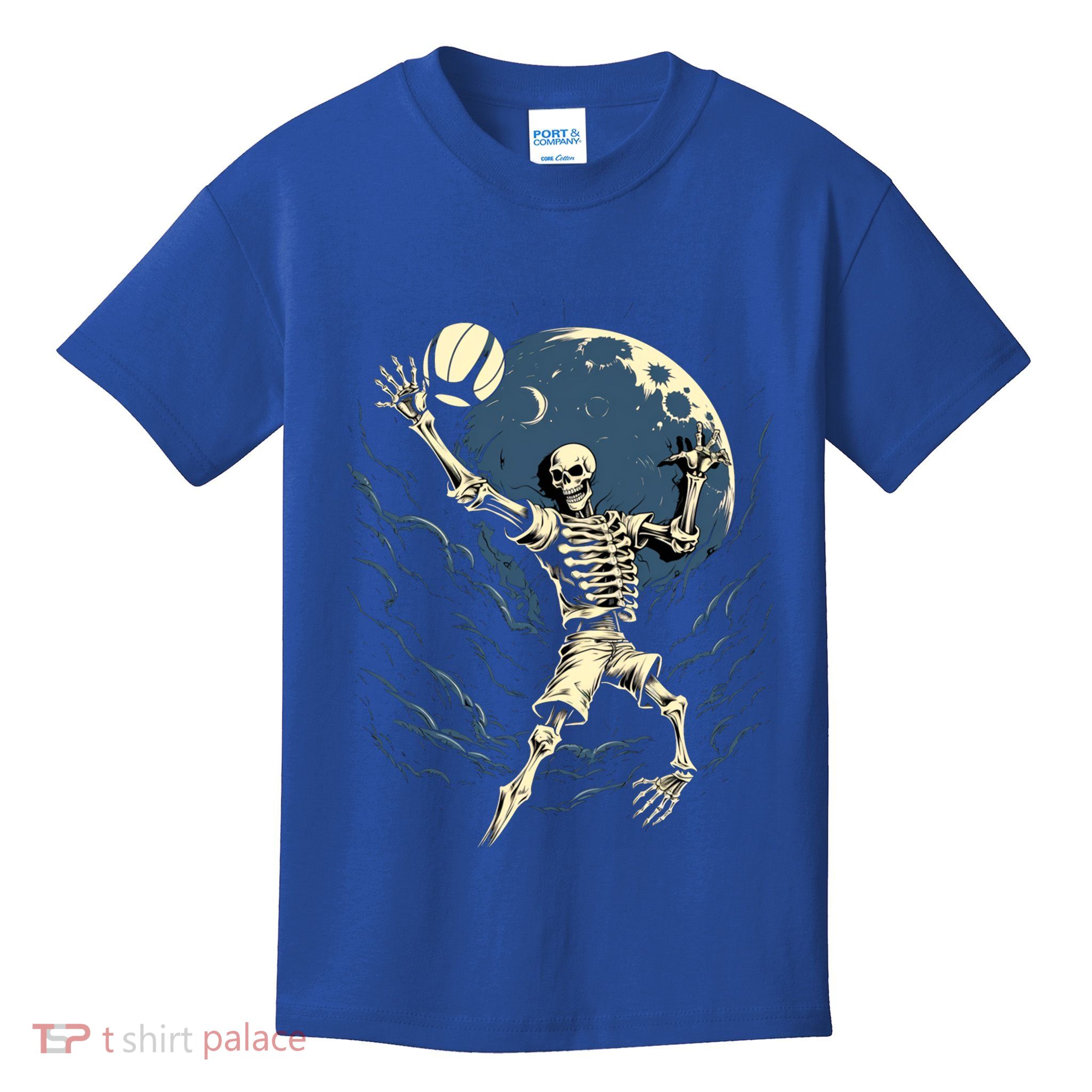 Skeleton Playing Volleyball Halloween Volleyball Player Gift Kids T-Shirt