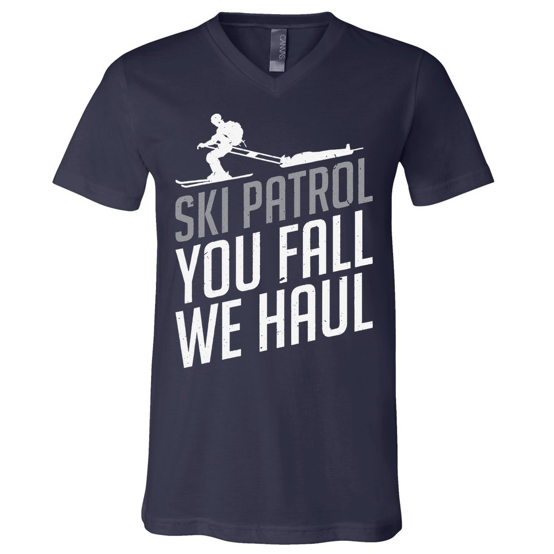 Ski Patrol vinatge You Fall We Haul Skiing Winter Sports V-Neck T-Shirt