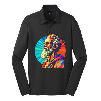 St. Paul Vibrant Low Poly Silk Touch Performance Long Sleeve Polo