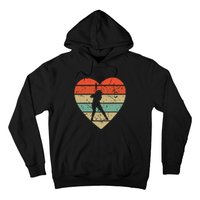 Softball Player Vintage Design Retro Baseball Heart Sport Hoodie