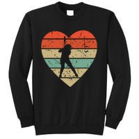 Softball Player Vintage Design Retro Baseball Heart Sport Sweatshirt