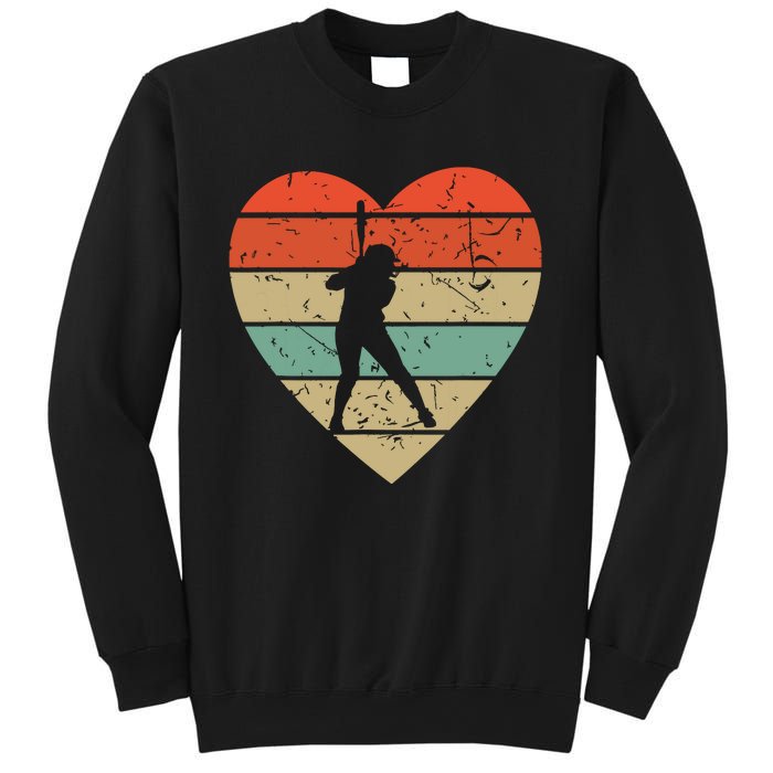 Softball Player Vintage Design Retro Baseball Heart Sport Sweatshirt