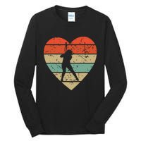 Softball Player Vintage Design Retro Baseball Heart Sport Tall Long Sleeve T-Shirt