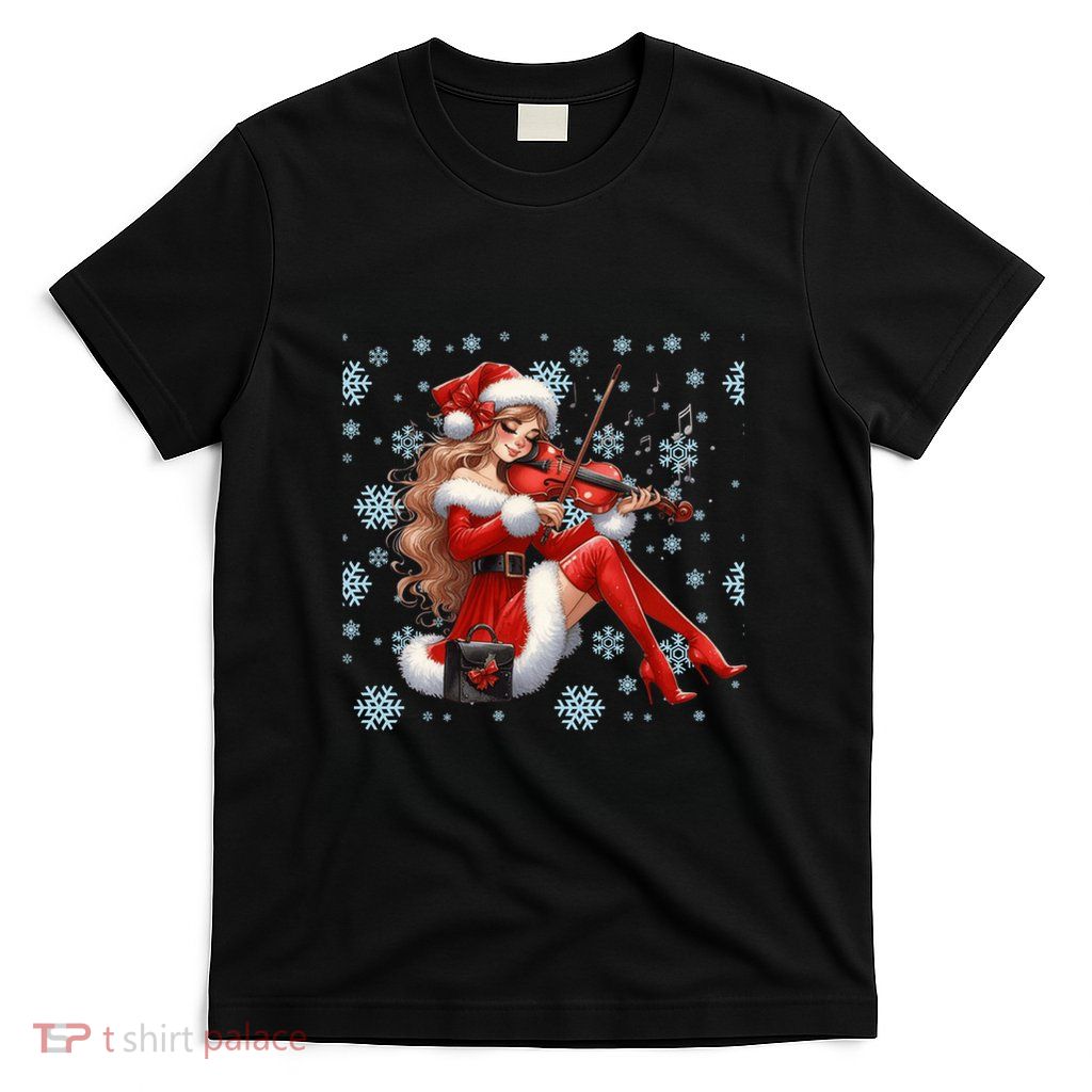 Santa Playing Violin Christmas Cute Holiday Musician Gift T-Shirt