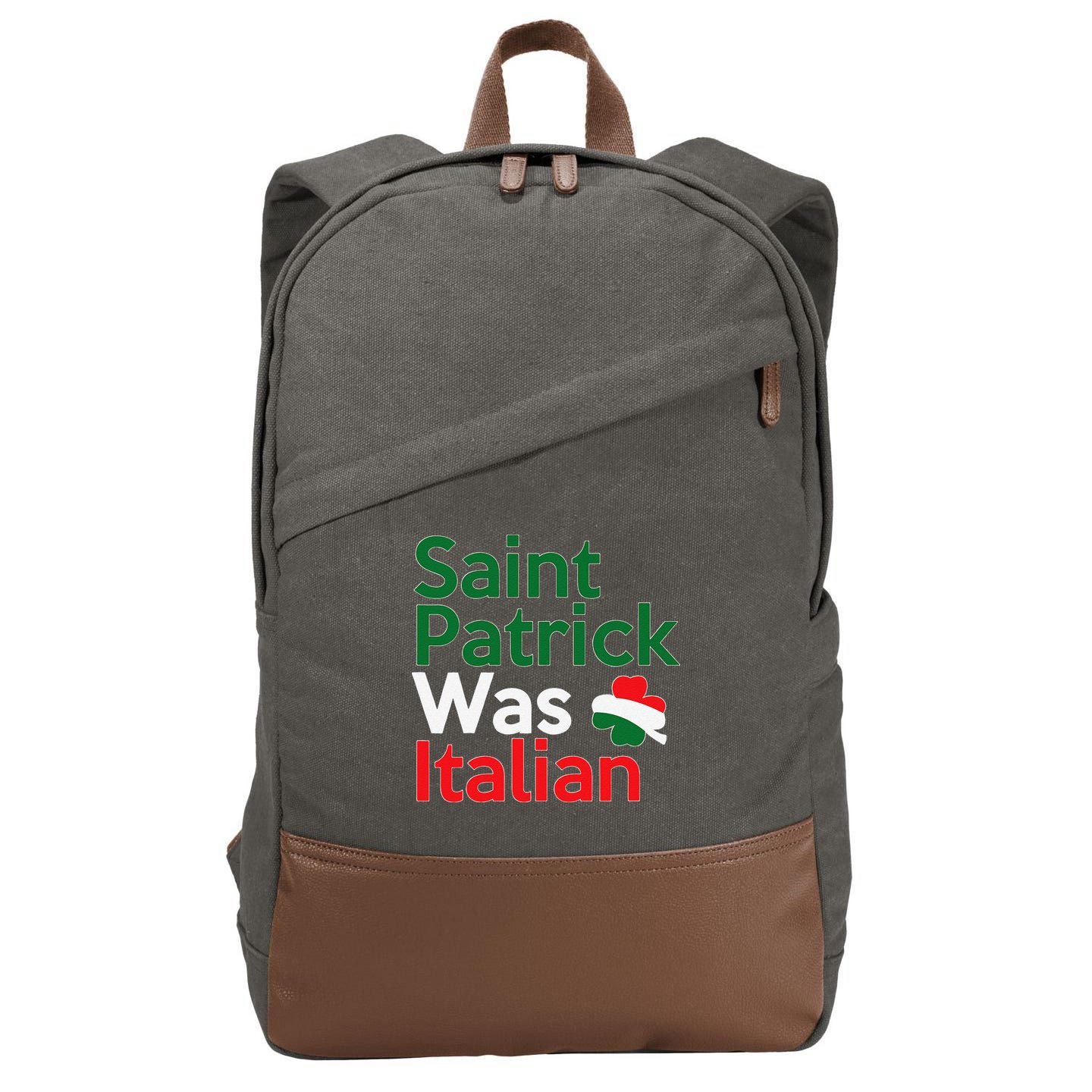 St. Patrick Was Italian Saint Patrick's Day Cotton Canvas Backpack