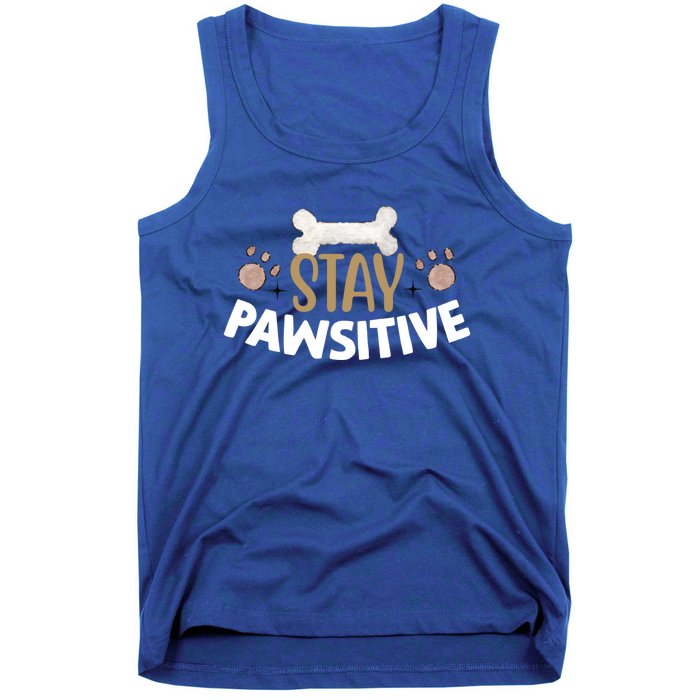 Stay Pawsitive With Bone And Paw Print Gift Tank Top