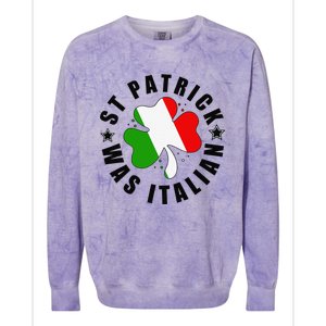 St. Patrick Was Italian Shamrock Italy Flag Funny Design Colorblast Crewneck Sweatshirt