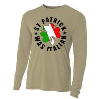 St. Patrick Was Italian Shamrock Italy Flag Funny Design Cooling Performance Long Sleeve Crew