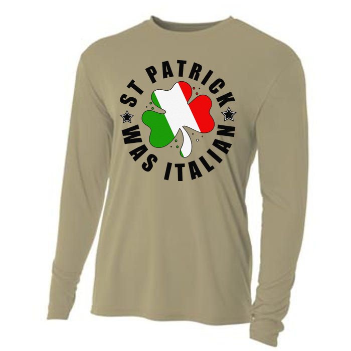 St. Patrick Was Italian Shamrock Italy Flag Funny Design Cooling Performance Long Sleeve Crew