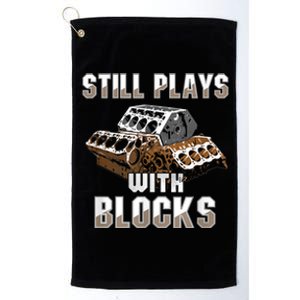 Still Plays With Blocks Gift Auto Drag Racing Car Gift Platinum Collection Golf Towel