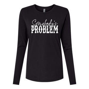 Somebodys Problem Western Country Cowboy Morgan Fan Womens Cotton Relaxed Long Sleeve T-Shirt