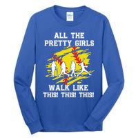 Softball Pretty Walk Like This Funny Softball Player Gift Tall Long Sleeve T-Shirt