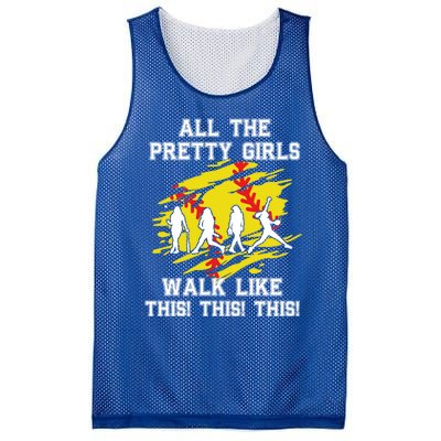 Softball Pretty Walk Like This Funny Softball Player Gift Mesh Reversible Basketball Jersey Tank