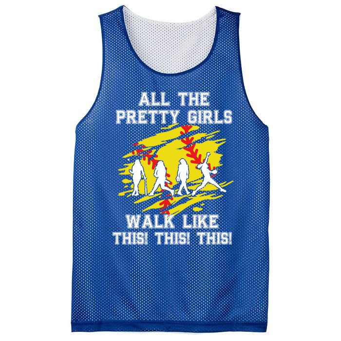 Softball Pretty Walk Like This Funny Softball Player Gift Mesh Reversible Basketball Jersey Tank