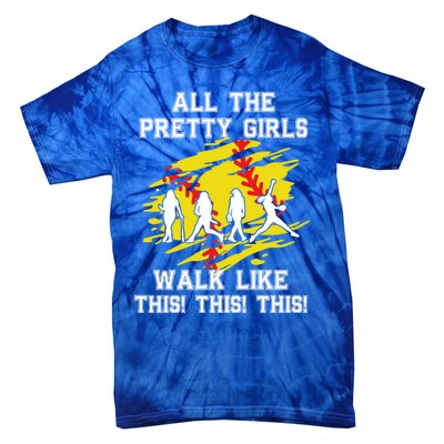 Softball Pretty Walk Like This Funny Softball Player Gift Tie-Dye T-Shirt