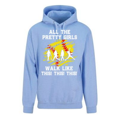 Softball Pretty Walk Like This Funny Softball Player Gift Unisex Surf Hoodie