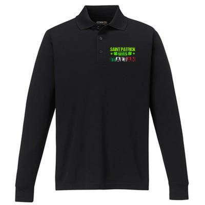 Saint Patrick Was Italian Performance Long Sleeve Polo