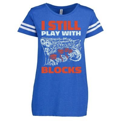 Still Play with Blocks Mechanic For Dad Grandpa Enza Ladies Jersey Football T-Shirt