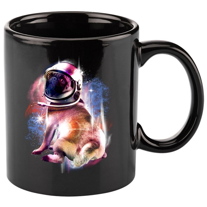 Space Pug Wearing Helmet 11oz C Handle Ceramic Mug