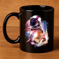 Space Pug Wearing Helmet 11oz C Handle Ceramic Mug